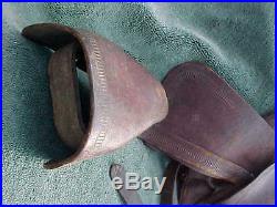 Antique Civil War Confederate Texas Hope Leather Saddle w Star Conchos Covered S