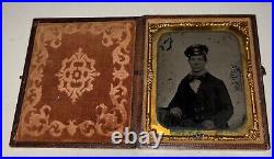 Antique Civil War Era Sixth Plate Ambrotype Young Man Confederate Soldier