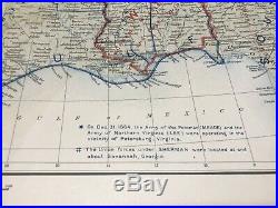 Antique Civil War Map Dec 31, 1864 USA Union & Confederate Boundaries