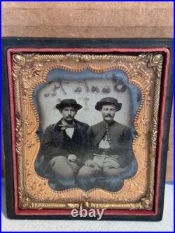 Antique Civil War Tintype of a Pair of Brothers Possible Confederate Uniforms