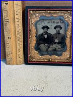 Antique Civil War Tintype of a Pair of Brothers Possible Confederate Uniforms