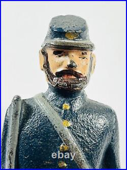 Antique Civil War Union & Confederate Soldiers Cast irion Statues Bookends PAIR