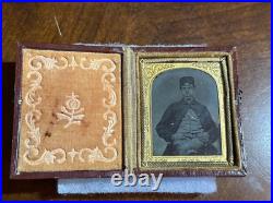Antique Confederate CIVIL War Hat Tintype Soldier Gold Watch