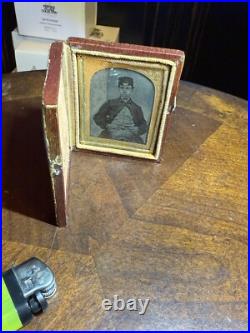 Antique Confederate CIVIL War Hat Tintype Soldier Gold Watch