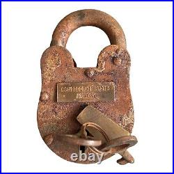 Antique Confederate States Armory Padlock Civil War Collectible Lock Keys Works