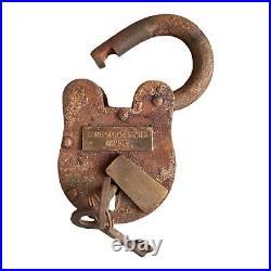 Antique Confederate States Armory Padlock Civil War Collectible Lock Keys Works