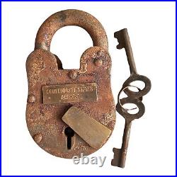 Antique Confederate States Armory Padlock Civil War Collectible Lock Keys Works