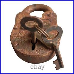 Antique Confederate States Armory Padlock Civil War Collectible Lock Keys Works