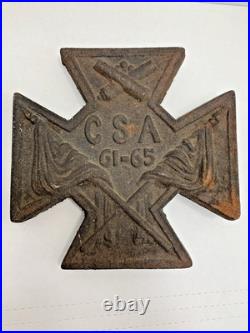 Antique Confederate States CSA Cast Iron Plaque