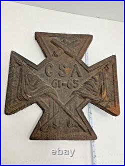 Antique Confederate States CSA Cast Iron Plaque