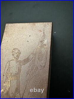 Antique Copper Printing Block Confederate Officer Ceremonial Uniform 3