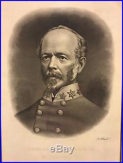Antique General Joseph E Johnston Lithograph Civil War Confederate Officer