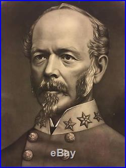 Antique General Joseph E Johnston Lithograph Civil War Confederate Officer