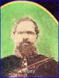 Antique ID Civil War Confederate Soldier Revolver Celluloid Tintype Photograph
