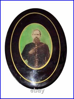 Antique ID Civil War Confederate Soldier Revolver Celluloid Tintype Photograph