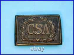 Antique Military Civil War Confederate CSA Wreath Belt Buckle Brass Bronze