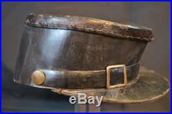 Antique Original CIVIL War Era Black Leather Kepi Shako Cap Confederate Or Union