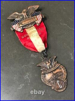 Antique UCV UNITED CONFEDERATE VETERANS Washington D. C. 1917 REUNION PIN RIBBON