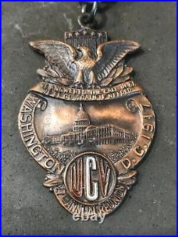 Antique UCV UNITED CONFEDERATE VETERANS Washington D. C. 1917 REUNION PIN RIBBON