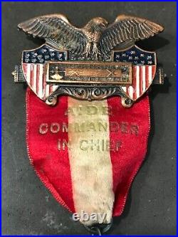 Antique UCV UNITED CONFEDERATE VETERANS Washington D. C. 1917 REUNION PIN RIBBON