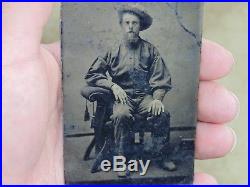 Antique Vintage Civil War Confederate REBEL MILITIA Soldier Tintype Photo