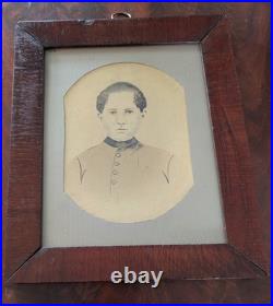 Antique c 1860s Civil War Era Pen Drawing PhotoYoung Confederate SoldierCadet