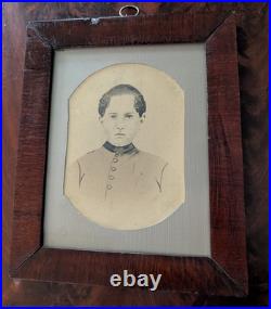 Antique c 1860s Civil War Era Pen Drawing PhotoYoung Confederate SoldierCadet