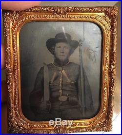 Armed Civil War Confederate Soldier Ambrotype Photo