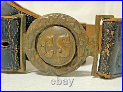 Authentic CIVIL War Confederate Officer'cs' Two Piece Belt Buckle & Belt (2d)