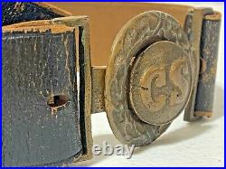 Authentic CIVIL War Confederate Officer'cs' Two Piece Belt Buckle & Belt (2d)