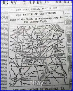 BATTLE OF GETTYSBURG Confederates Pennsylvania Invasion 1863 Civil War Newspaper