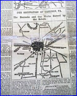 BATTLE OF GETTYSBURG Confederates Pennsylvania Invasion 1863 Civil War Newspaper
