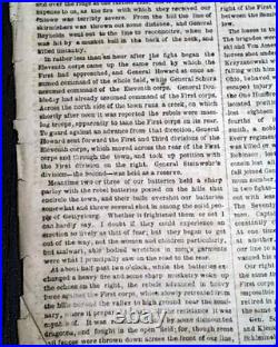 BATTLE OF GETTYSBURG Confederates Pennsylvania Invasion 1863 Civil War Newspaper