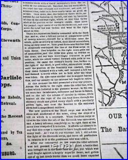 BATTLE OF GETTYSBURG Confederates Pennsylvania Invasion 1863 Civil War Newspaper