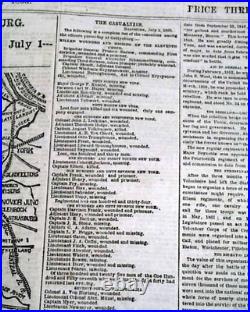 BATTLE OF GETTYSBURG Confederates Pennsylvania Invasion 1863 Civil War Newspaper