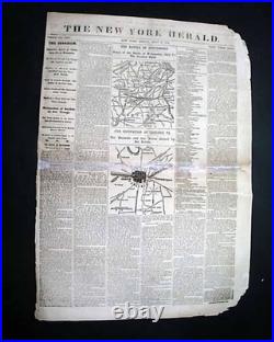 BATTLE OF GETTYSBURG Confederates Pennsylvania Invasion 1863 Civil War Newspaper