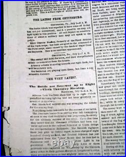 BATTLE OF GETTYSBURG Confederates Pennsylvania Invasion 1863 Civil War Newspaper
