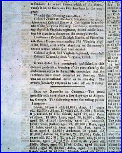 BATTLE OF GETTYSBURG Pennsylvania CONFEDERATE Account 1863 Civil War Newspaper