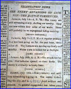 BATTLE OF GETTYSBURG Pennsylvania CONFEDERATE Account 1863 Civil War Newspaper