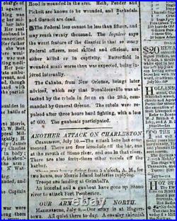 BATTLE OF GETTYSBURG Pennsylvania CONFEDERATE Account 1863 Civil War Newspaper