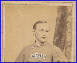 BRADY CDV Photo Young Civil War Confederate Officer with 3 Star Collar