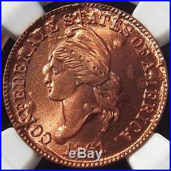 Bashlow Restrike 1861 Confederate Cent in Copper, MS67 NGC, CSA Civil War Token