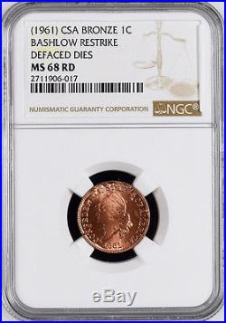 Bashlow Restrike 1861 Confederate Cent in Copper, MS68 NGC, CSA Civil War Token