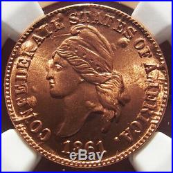 Bashlow Restrike 1861 Confederate Cent in Copper, MS68 NGC, CSA Civil War Token