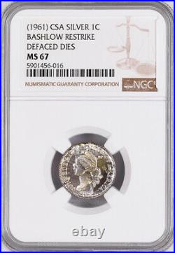 Bashlow Restrike 1861 Confederate Cent in Silver, MS67 NGC, CSA Civil War Token