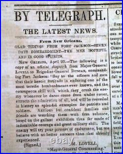 Battle of Shiloh with P. G. T. Beauregard's Applause 1862 Confederate Newspaper