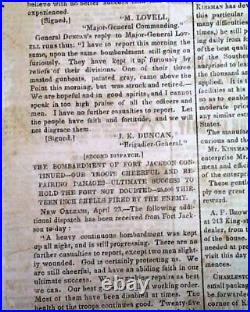 Battle of Shiloh with P. G. T. Beauregard's Applause 1862 Confederate Newspaper