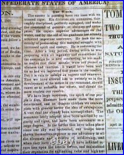 Battle of Shiloh with P. G. T. Beauregard's Applause 1862 Confederate Newspaper