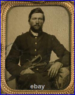 Bowie Knife D-guar Saber CIVIL War Secession Confederate Army Carbon Forged