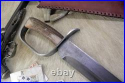Bowie Knife D-guard Saber CIVIL War Secession Confederate Army Carbon Forged